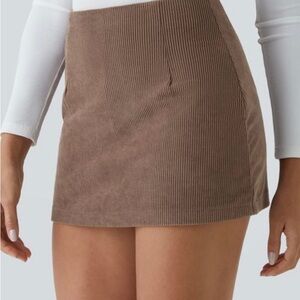 NWT brown Halara corduroy mini skort M
